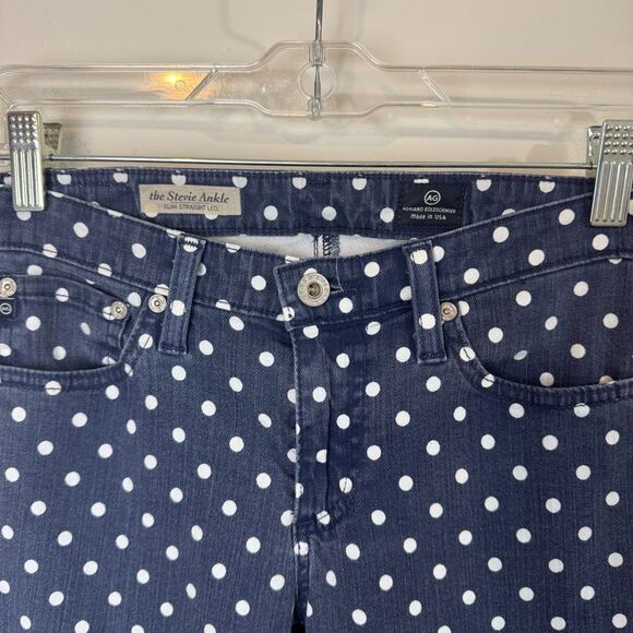 AG Adriano Goldschmied | the Stevie Ankle | Slim Straight leg Jeans | Navy Polka - Picture 3 of 10